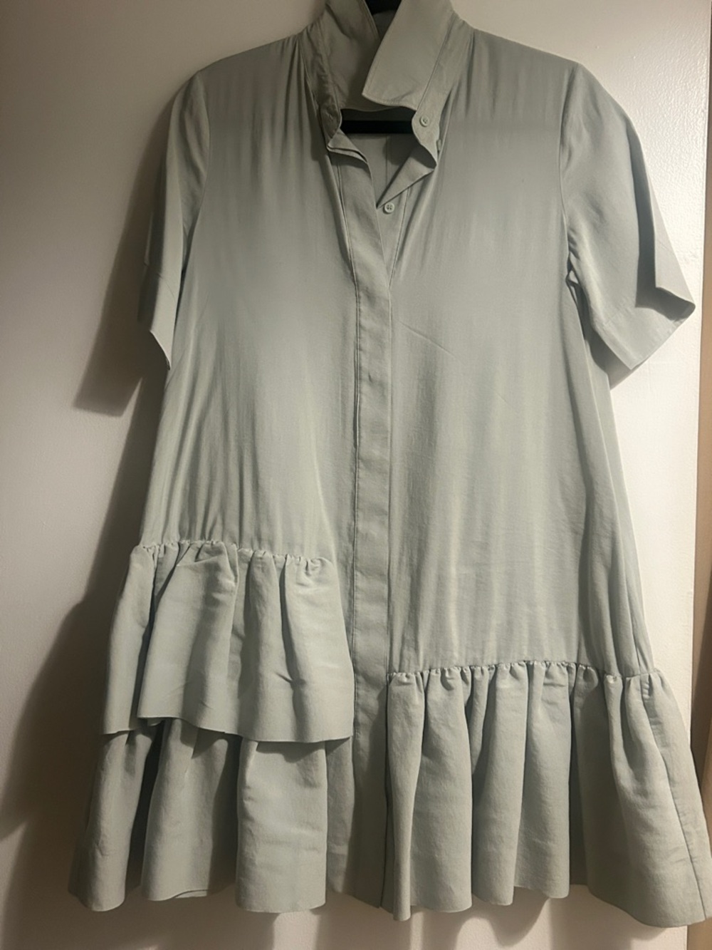COS Women’s Sage Green Tiered Short-Sleeve Dress